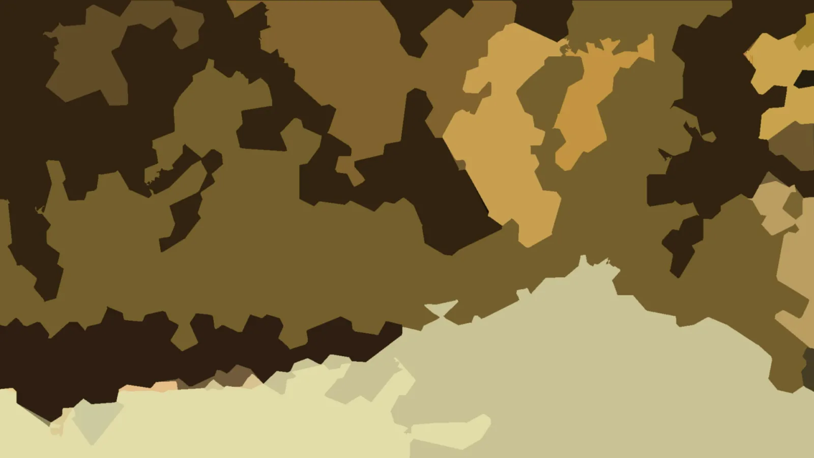 Abstraktes Bild aus unregelmäßigen braunen, ockerfarbenen und cremefarbenen Flächen, unten hellt sich das Feld auf.