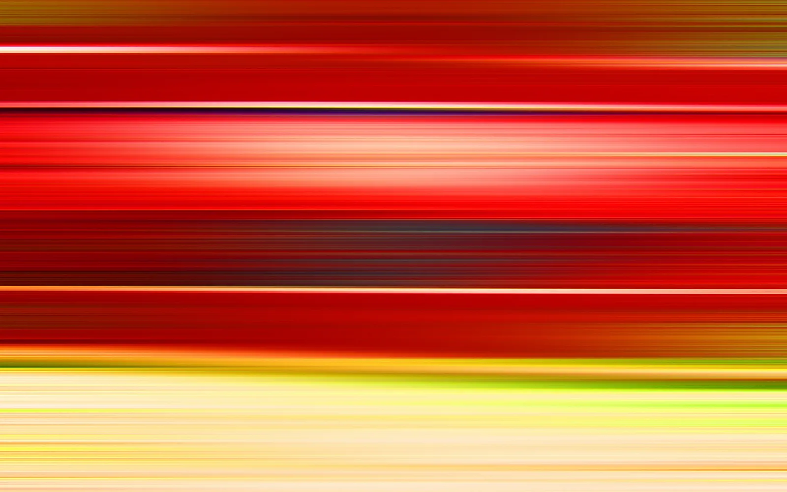 Abstraktes Bild mit horizontalen, verwischten Streifen in Rot, Orange, Gelb und Grün, unten in hellem Creme.