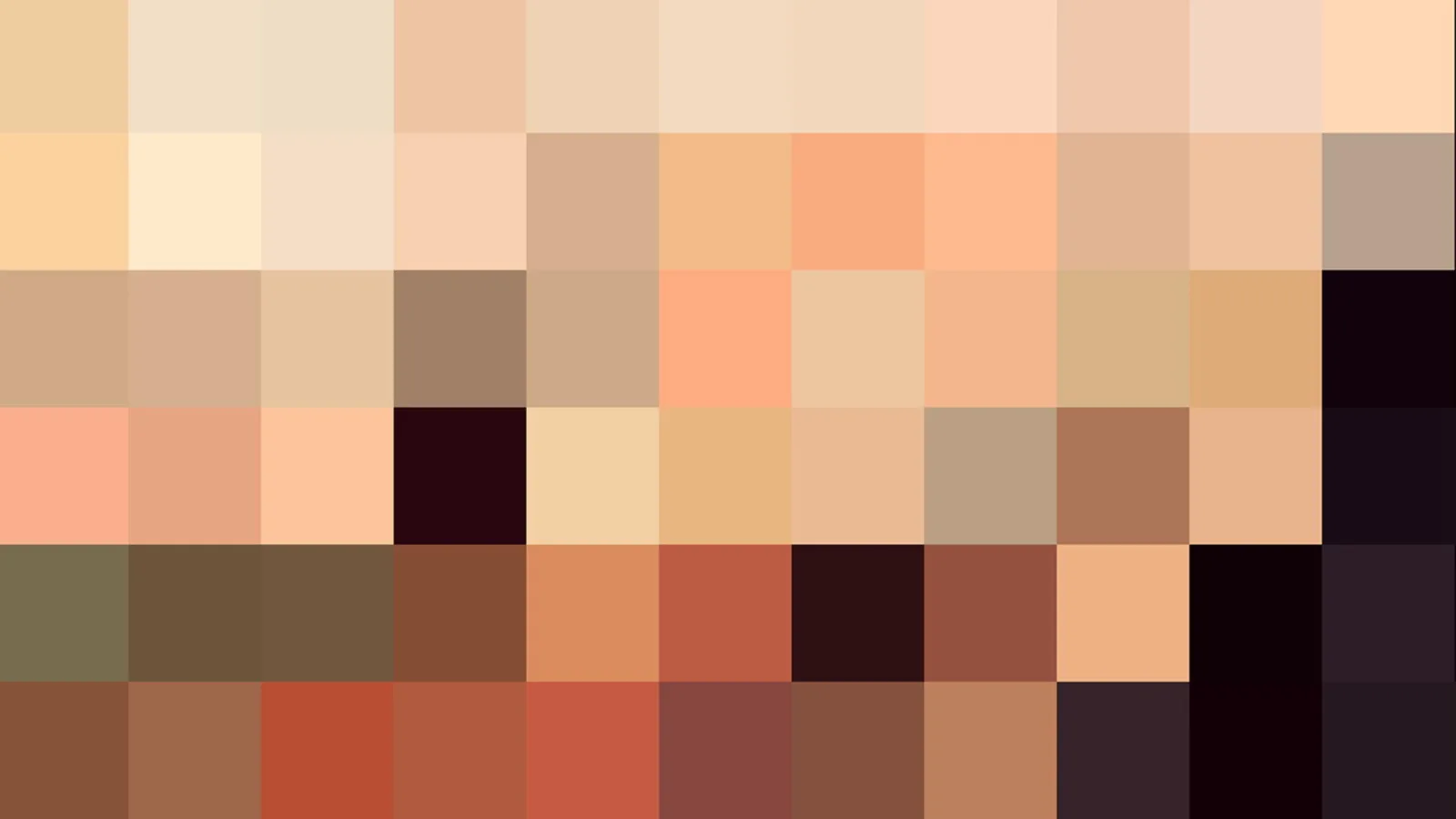 Quadratisches Pixelmosaik aus warmen Hauttönen, Beige, Braun und Ocker, mit einigen dunklen Feldern und rotbraunen Akzenten.