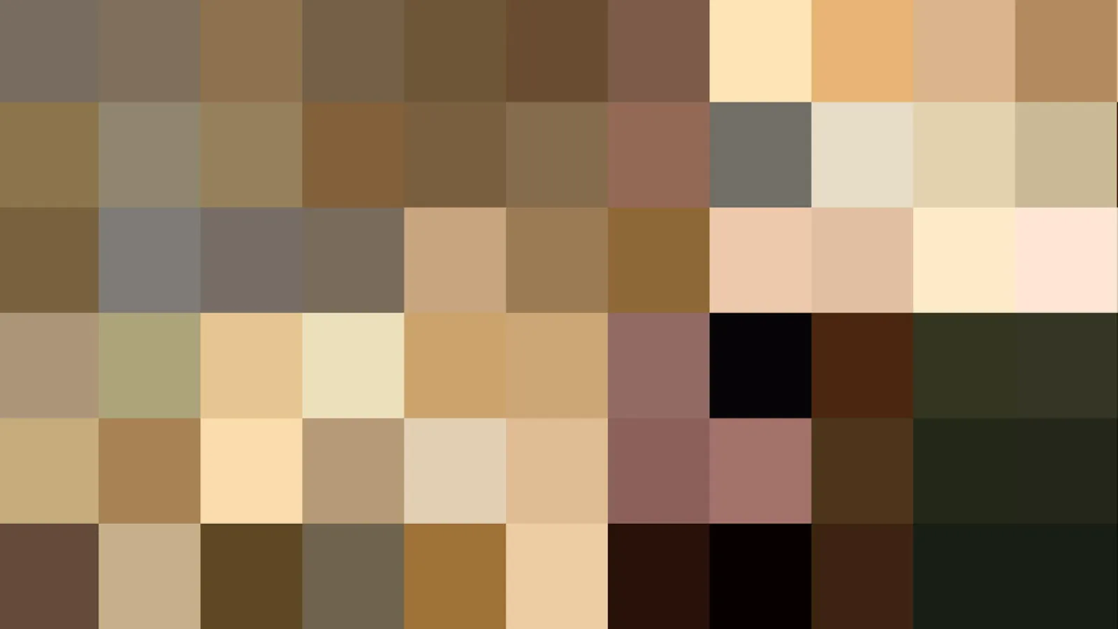 Mosaik aus grob gepixelten Quadraten in Braun-, Beige- und Schwarztönen, oben heller, unten dunkler