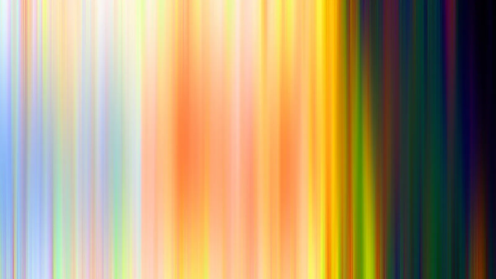 Vertikale Streifen in Blau, Orange, Gelb, Grün und Dunkelblau, die von hell nach dunkel verlaufen und nach rechts in Schwarz übergehen.
