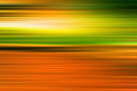 Abstrakte horizontale Streifen in Gelb, Grün und Orange, die wie eine Bewegungsunschärfe wirken.