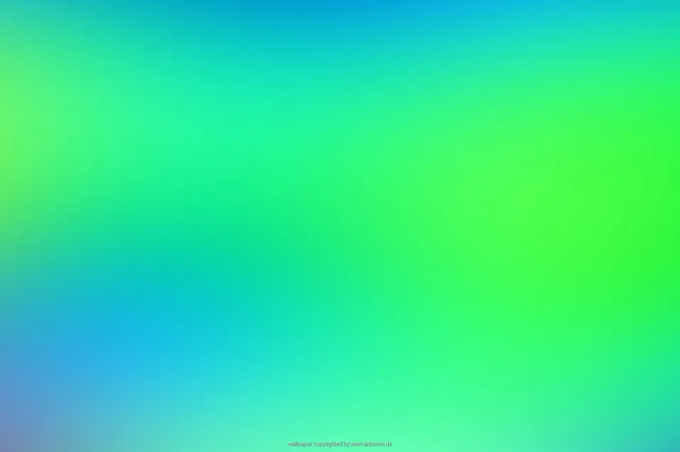 Weicher Farbverlauf von Cyan oben und links über sattes Grün bis zu Blau und hellem Türkis unten.
