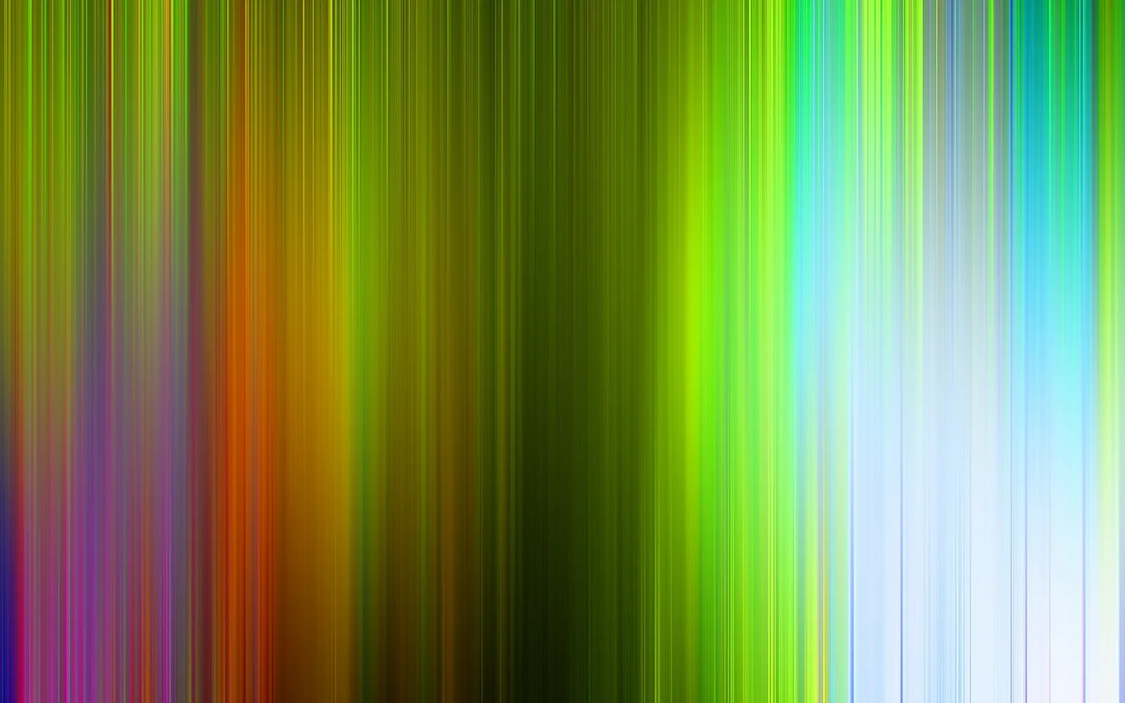 Abstraktes Bild aus dicht nebeneinander stehenden vertikalen Streifen in Grün, Gelb, Orange, Violett und Hellblau, die von links nach rechts ineinander übergehen.