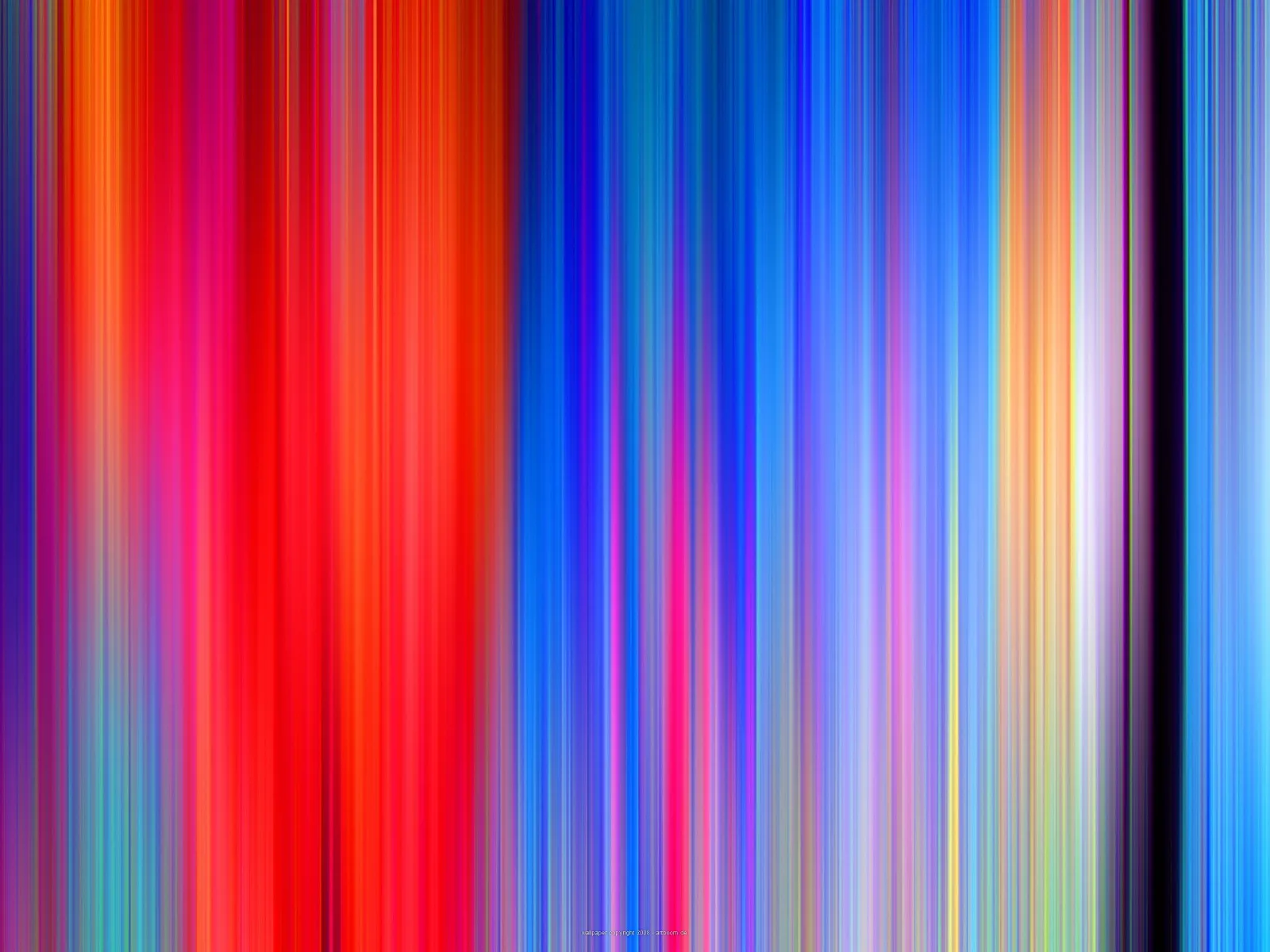 Abstraktes Bild aus vertikalen, verwischten Streifen in Rot, Orange, Pink, Blau, Violett und Weiß, die von links nach rechts ineinander übergehen.